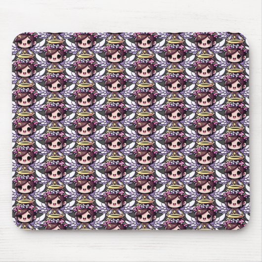 Ethereal Angelic Chibi - Engel, Halo, Blume Mousepad (Vorne)