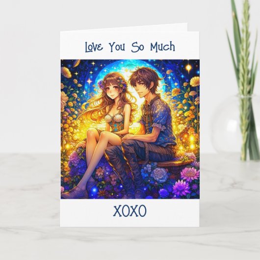 Ethereal Anime Couple Valentin's Day Karte (Vorderseite)