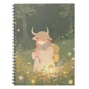 Ethereal Anime Girl mit Hörnern auf Whimsical Mead Notizblock