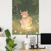 Ethereal Anime Girl mit Hörnern auf Whimsical Mead Poster (Heimbüro)