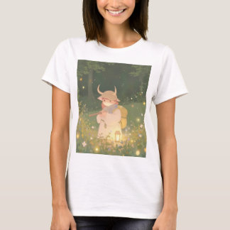 Ethereal Anime Girl mit Hörnern auf Whimsical Mead T-Shirt