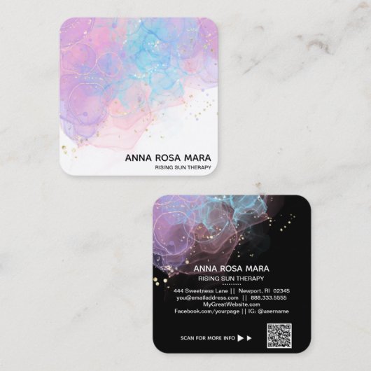 *~* Ethereal AP46 Magischer Glitzer Abstraktes QR Quadratische Visitenkarte (Vorne/Hinten)