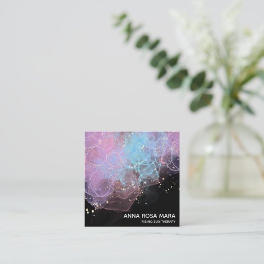 *~* Ethereal AP46 Magisches Glitzer Logo Abstrakt Quadratische Visitenkarte (Stehend Vorderseite)