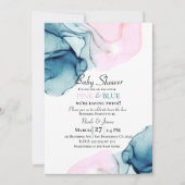 Ethereal Aquamarin Pink & Blue Boy Girl Twins Einladung (Vorderseite)