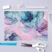Ethereal Aquamarin & rosa Inky Glamour Elegante Ho Seidenpapier (Handwerk)