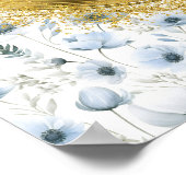 Ethereal Aquarell Pastel Blue Gold Tabletop Zeiche Poster (Ecke)