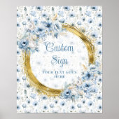 Ethereal Aquarell Pastel Blue Gold Tabletop Zeiche Poster (Vorne)