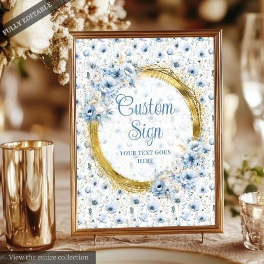 Ethereal Aquarell Pastel Blue Gold Tabletop Zeiche Poster