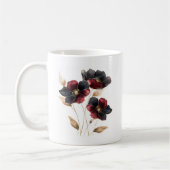 Ethereal Aquarellgold Schwarz-Bordeaux-Blume Kaffeetasse (Links)