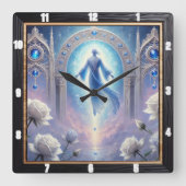 Ethereal Archway White Roses Gerahmt Quadratische Wanduhr (Vorderseite)