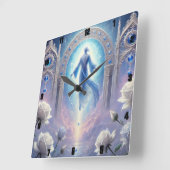 Ethereal Archway White Roses Quadratische Wanduhr (Winkel)