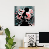 Ethereal Art Ballerina & Butterfliegen Schwarz/Ros Poster (Heimbüro)