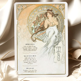 Ethereal Art Nouveau Wedding Menu Card Einladung