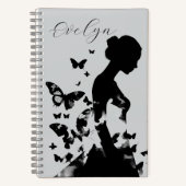 Ethereal Ballerina Butterflies Monochromatic Name Notizblock (Vorderseite)