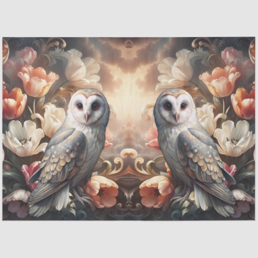 Ethereal Baroque Florals & Owls Decoupage Paper Seidenpapier (Vorderseite)