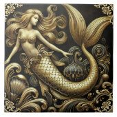 Ethereal Baroque Golden Mermaid Fliese (Vorderseite)