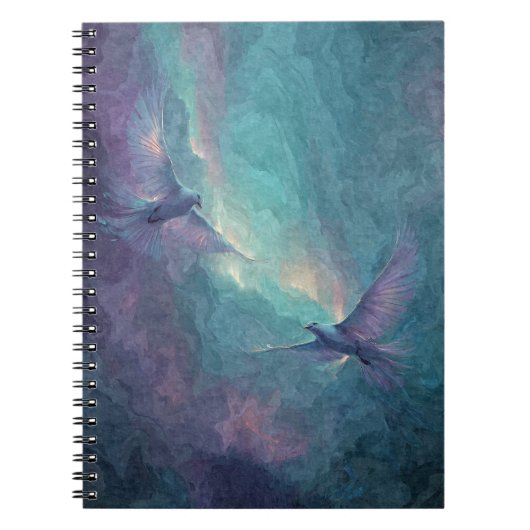 Ethereal Birds Aurora Notebook Notizblock (Vorderseite)