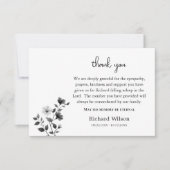 Ethereal Black & White Flowers Orthodox Funeral Dankeskarte (Vorderseite)