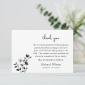 Ethereal Black & White Flowers Orthodox Funeral Dankeskarte (Stehend Vorderseite)