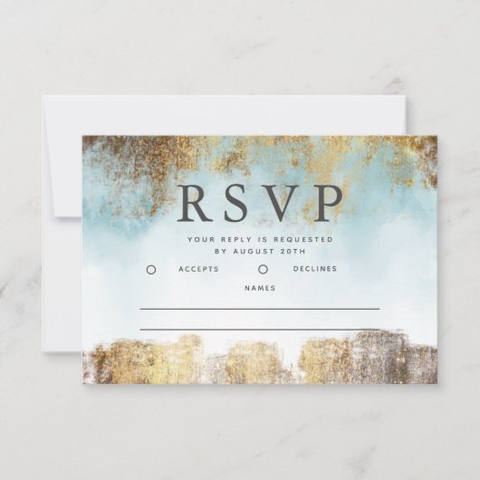 Ethereal Blau und Gold UAWG RSVP Karte (Vorderseite)