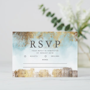 Ethereal Blau und Gold UAWG RSVP Karte