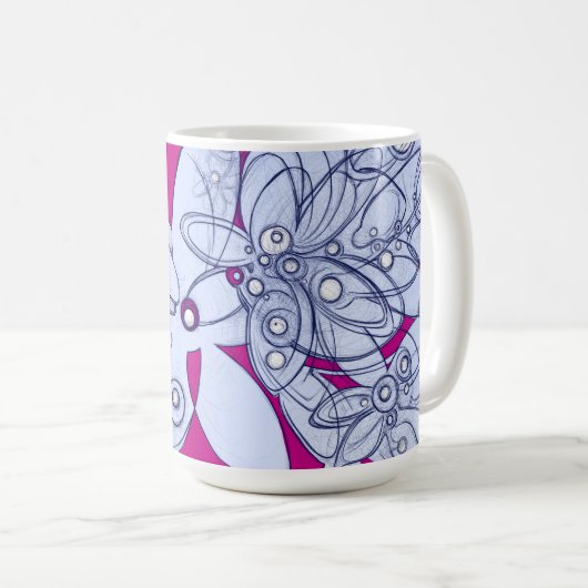 Ethereal Bloom auf Crimson Void Kaffeetasse (VorderseiteRechts)