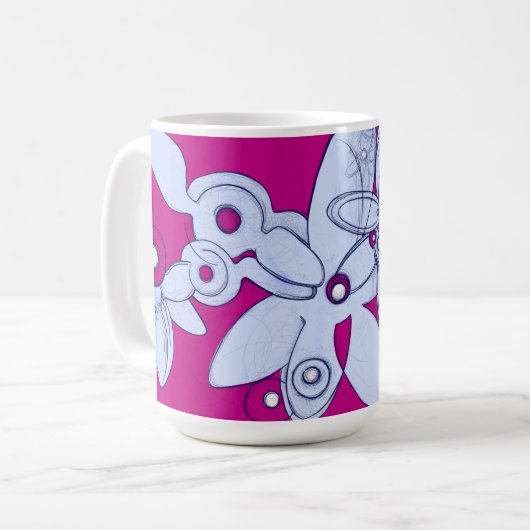 Ethereal Bloom auf Crimson Void Kaffeetasse (Vorderseite Links)