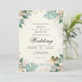 Ethereal Bloom Beach Romance Wedding Einladung (Stehend Vorderseite)