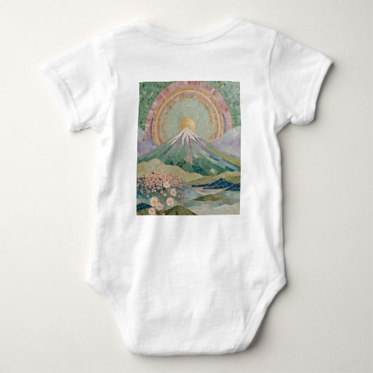 Ethereal Bloom: Pastel Mosaic Volcano in Spring Baby Strampler (Rückseite)