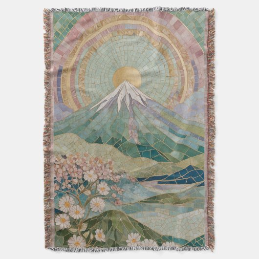 Ethereal Bloom: Pastel Mosaic Volcano in Spring Decke (Vorderseite Vertikal)