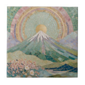 Ethereal Bloom: Pastel Mosaic Volcano in Spring Fliese (Vorderseite)