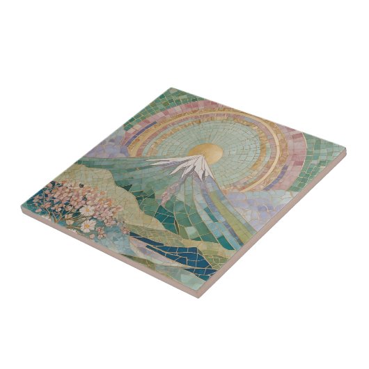 Ethereal Bloom: Pastel Mosaic Volcano in Spring Fliese (Seite)