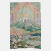 Ethereal Bloom: Pastel Mosaic Volcano in Spring Geschirrtuch (Vertikal)