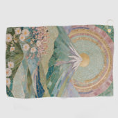 Ethereal Bloom: Pastel Mosaic Volcano in Spring Golfhandtuch (Horizontal)