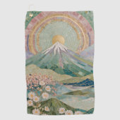 Ethereal Bloom: Pastel Mosaic Volcano in Spring Golfhandtuch (Vorderseite)