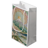 Ethereal Bloom: Pastel Mosaic Volcano in Spring Kleine Geschenktüte (Rückseite Schrägansicht)