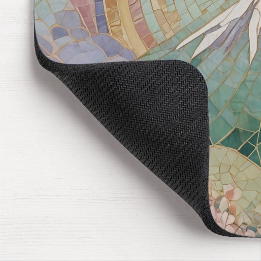 Ethereal Bloom: Pastel Mosaic Volcano in Spring Mousepad (Ecke)