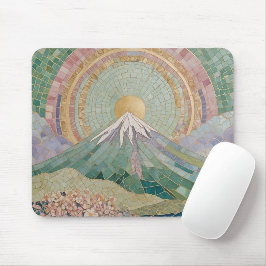 Ethereal Bloom: Pastel Mosaic Volcano in Spring Mousepad (Mit Mouse)