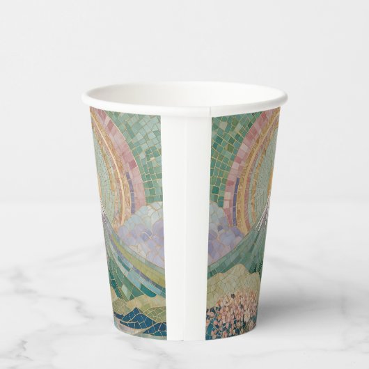 Ethereal Bloom: Pastel Mosaic Volcano in Spring Pappbecher (Rechts)