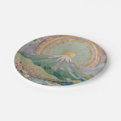 Ethereal Bloom: Pastel Mosaic Volcano in Spring Pappteller (Schrägansicht)