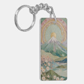 Ethereal Bloom: Pastel Mosaic Volcano in Spring Schlüsselanhänger (Vorderseite links)