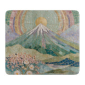 Ethereal Bloom: Pastel Mosaic Volcano in Spring Schneidebrett (Vorderseite)