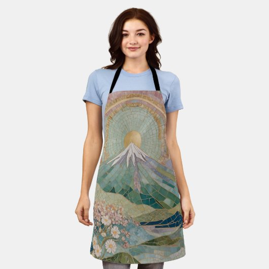 Ethereal Bloom: Pastel Mosaic Volcano in Spring Schürze (Getragen)