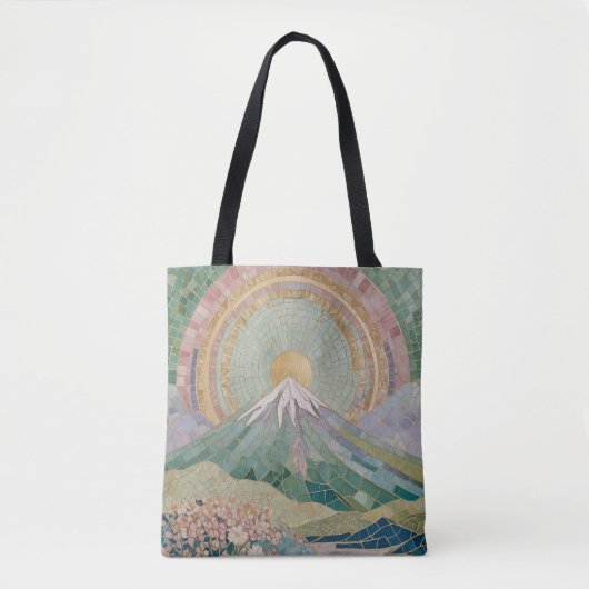 Ethereal Bloom: Pastel Mosaic Volcano in Spring Tasche (Vorderseite)