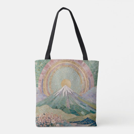 Ethereal Bloom: Pastel Mosaic Volcano in Spring Tasche (Rückseite)
