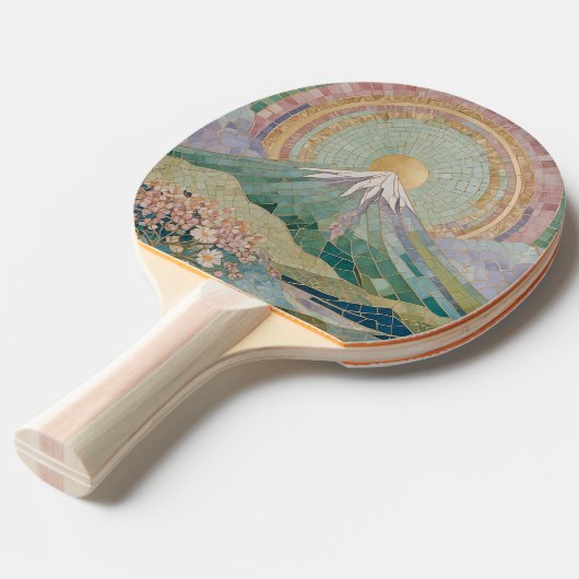 Ethereal Bloom: Pastel Mosaic Volcano in Spring Tischtennis Schläger (Vorderseite)