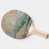 Ethereal Bloom: Pastel Mosaic Volcano in Spring Tischtennis Schläger (Seitenansicht)