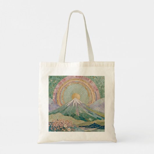 Ethereal Bloom: Pastel Mosaic Volcano in Spring Tragetasche (Rückseite)