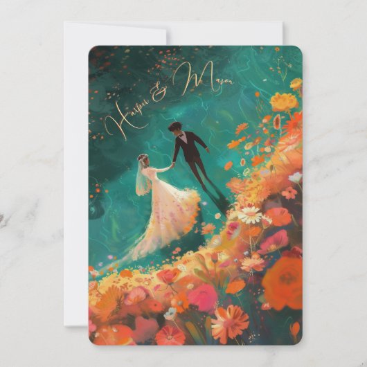 Ethereal Blooms - Hochzeitssuite für Aquamarine un Einladung (Vorderseite)