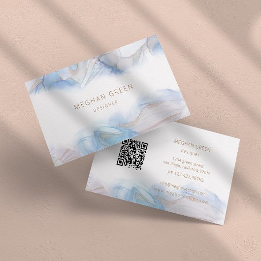 Ethereal Blue Alcohol Ink Modern Business Card Visitenkarte
